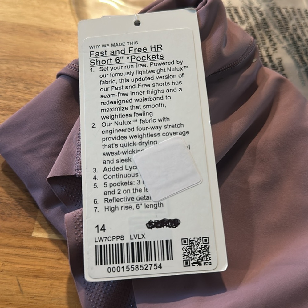 Lululemon Fast and Free HR Short | size 14| NWT - Picture 7 of 7